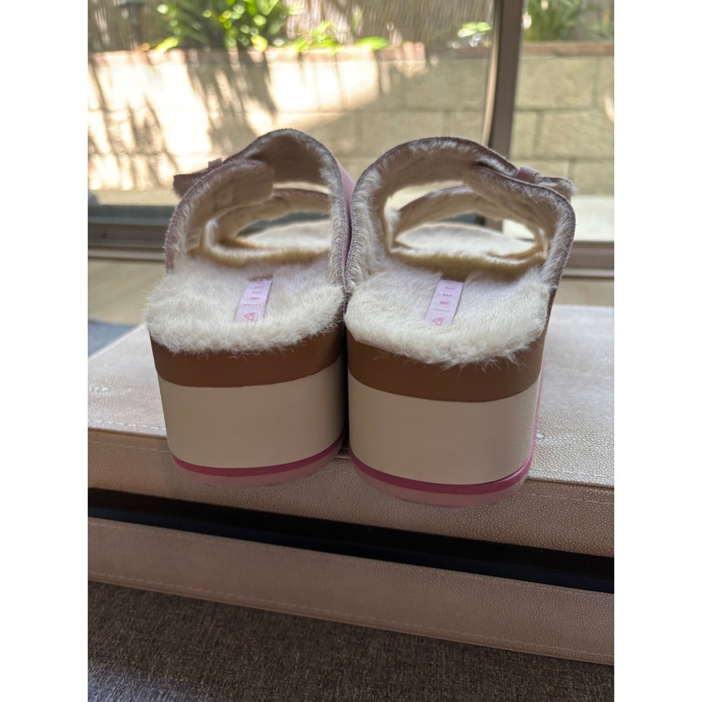 Reef Ojai Ciara Pink Suede Faux Shearling Platform Slide Sandals CJ7696 7 - Picture 5 of 9